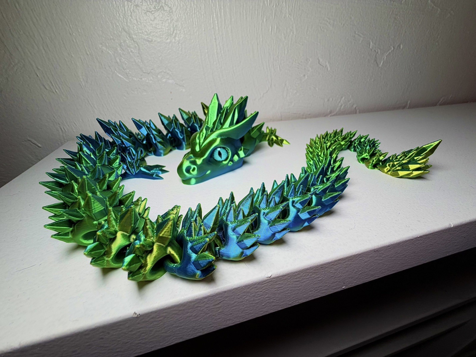 Articulated Crystal 💎 Dragon 3D Printed (24 Inches Long!) Realistic Eyes 💚💙