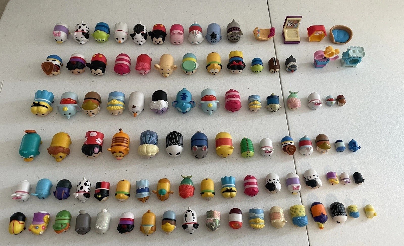 Lot Of 94 Disney/Etc. Tsum Tsum Assorted Vinyl Figures With A Few Accessories