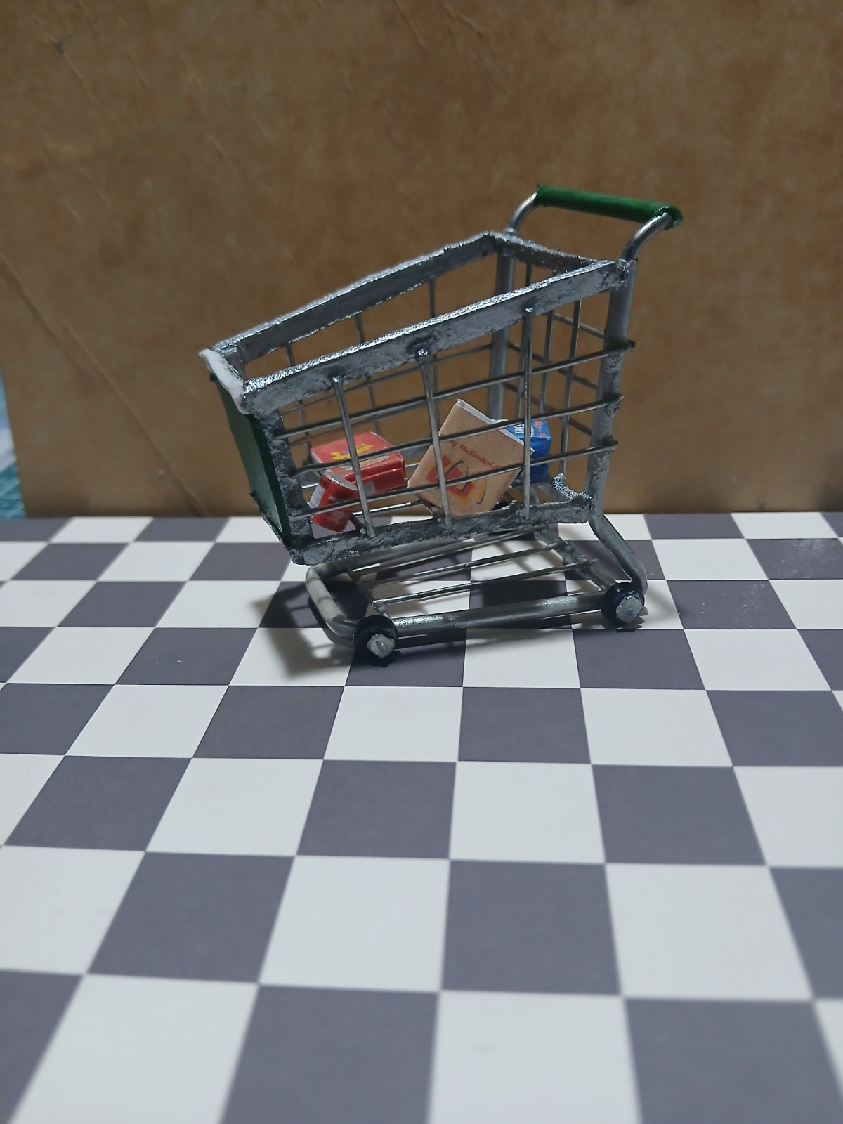 Handmade Diorama Unbranded Shopping Cart Toy for action figure Scale 1:18