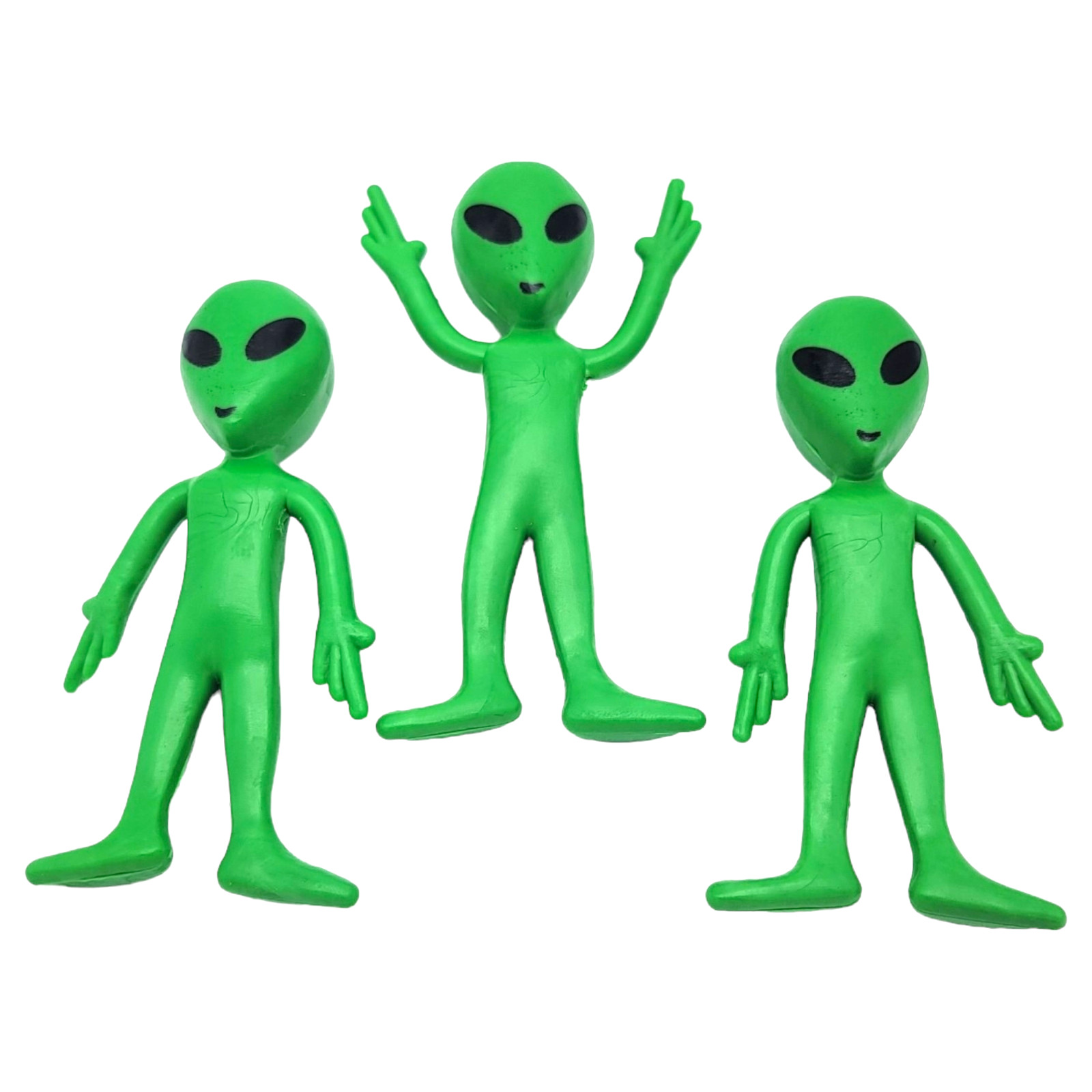 Bendable Rubber Green Aliens – 12 Pack (3.75&Prime;) Action Figures Bendable UFO