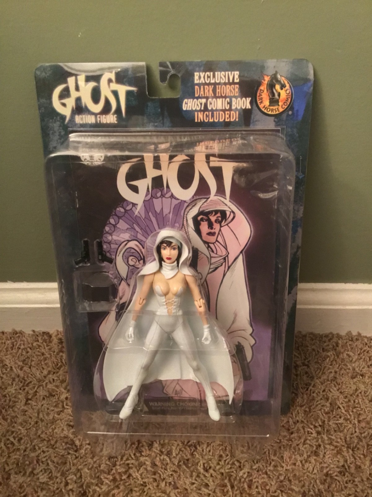 Vintage 1998 Dark Horse Comics Ghost Action Figure With Comic Book