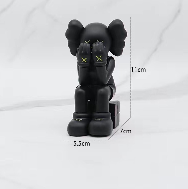 Kaws Companion Sitting Facepalm Action Figure Deco Art Toy Gift for Fans 4.75 in