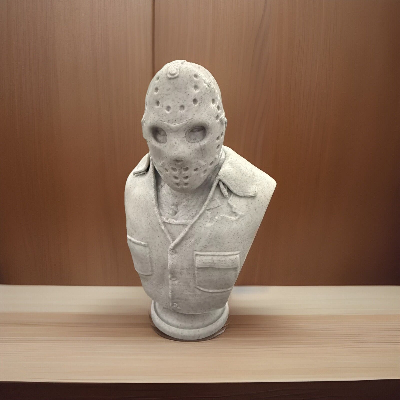 Friday The 13th Jason Voorhees 3D Printed Bust Statue 6.5 Inches Stone gray