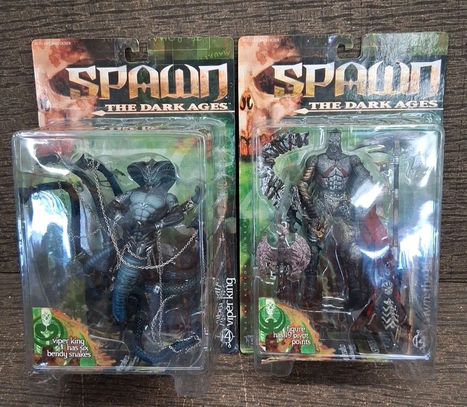 SPAWN The Dark Ages Series 14 Lot Of 2 Spawn The Black Heart Viper King Blue NIB