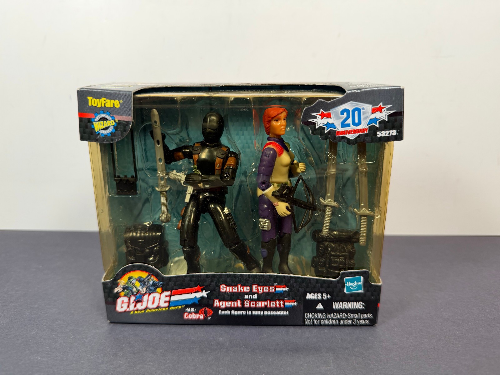 GI Joe vs Cobra SNAKE EYES AGENT SCARLETT ToyFare 3.75&Prime; Action Figure Set 2002