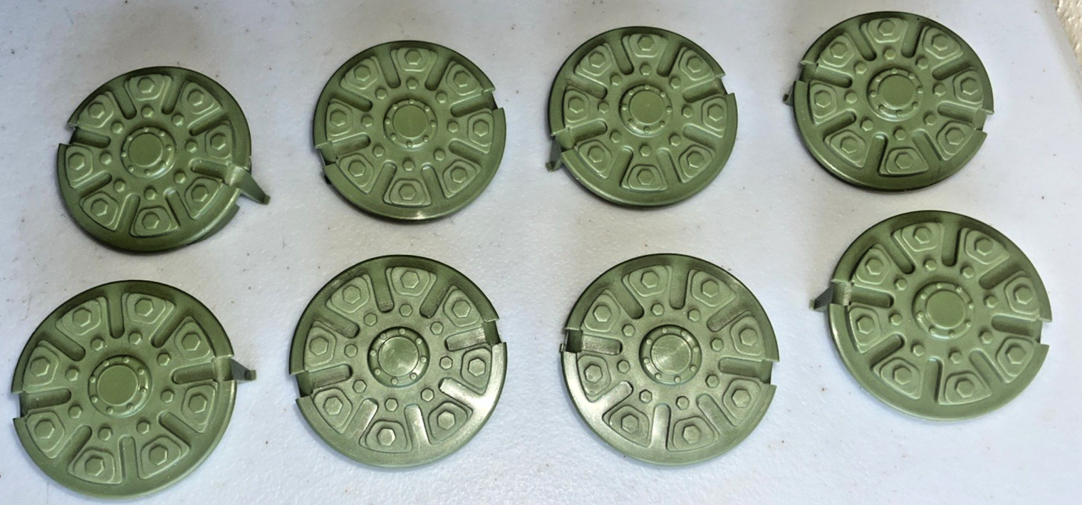 Vintage 1988 GI Joe Rolling Thunder Original Parts Lot 8 Hubcaps 1-5/8&Prime; Diameter