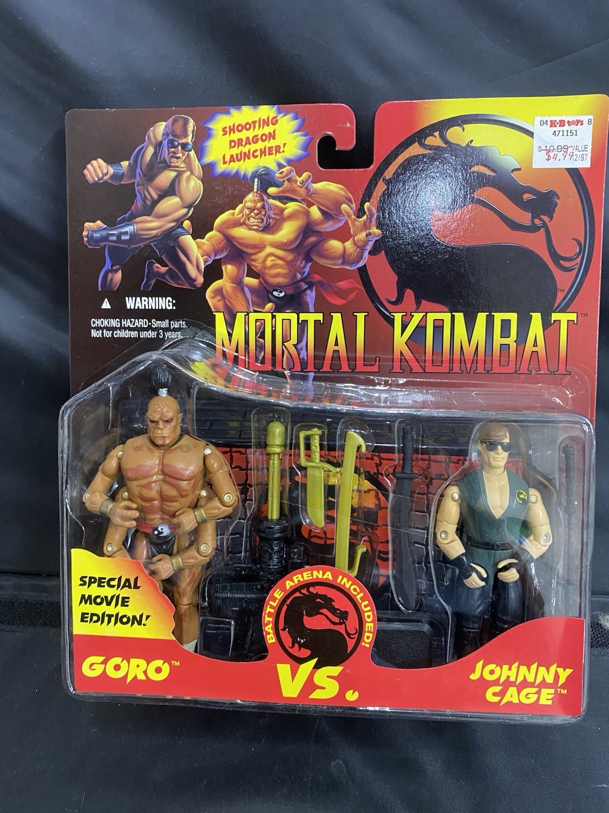 Mortal Kombat Battle Arena Johnny Cage Vs Goro Shooting Dragon Launch Hasbro