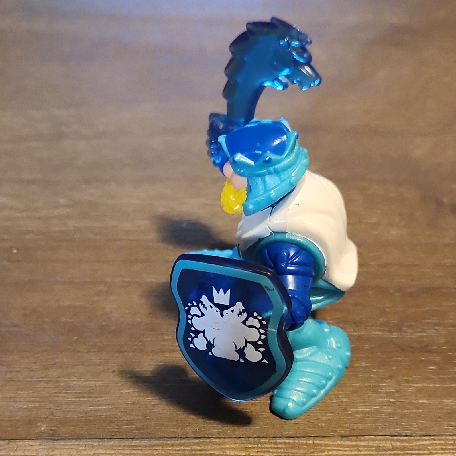Blue Dragon Warrior Light Blue White Plastic Action Figure w/ Shield & Mace