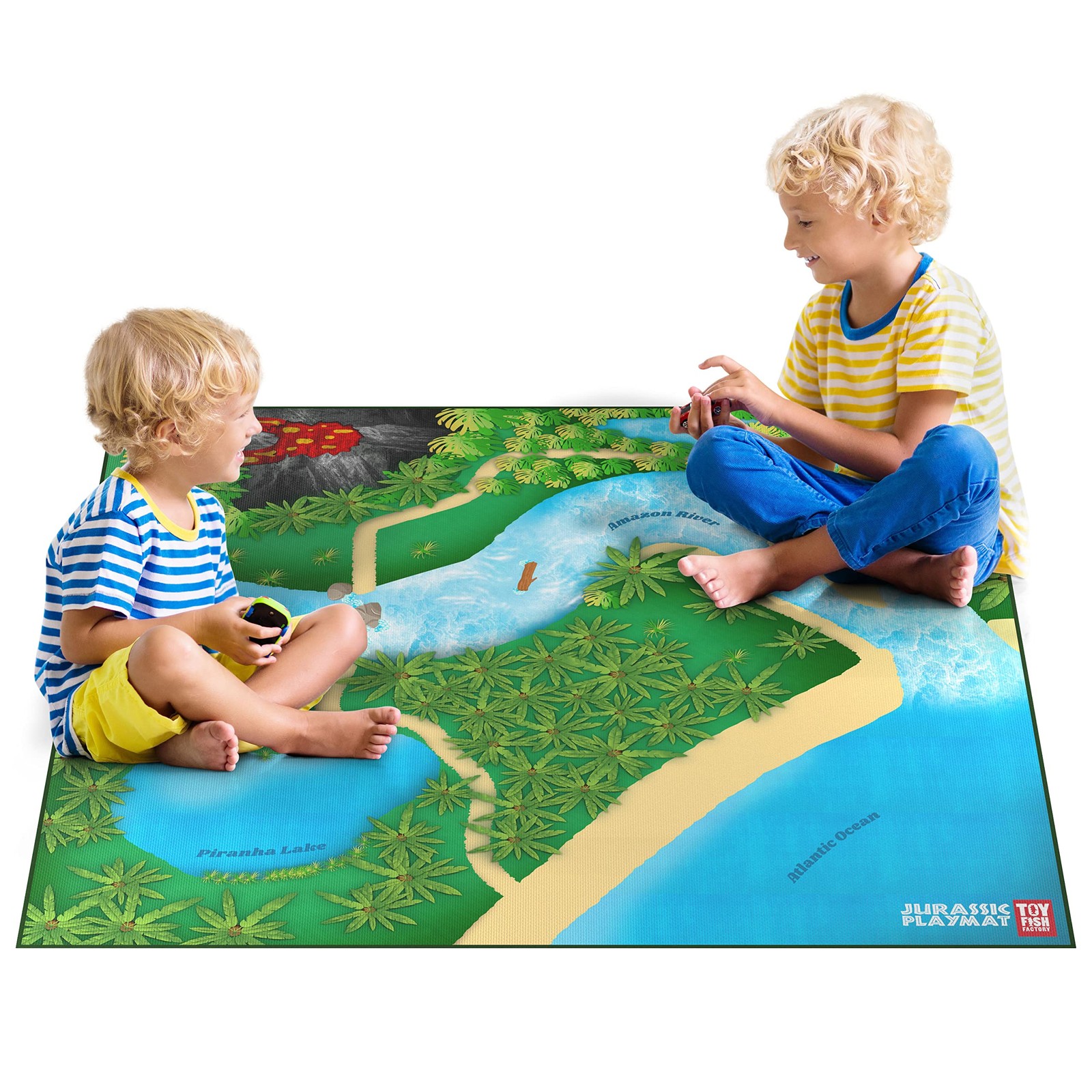 Dinosaur Play Mat, Extra Large Dinosaur Mat, Dinosaur Landscape with Volcano,…