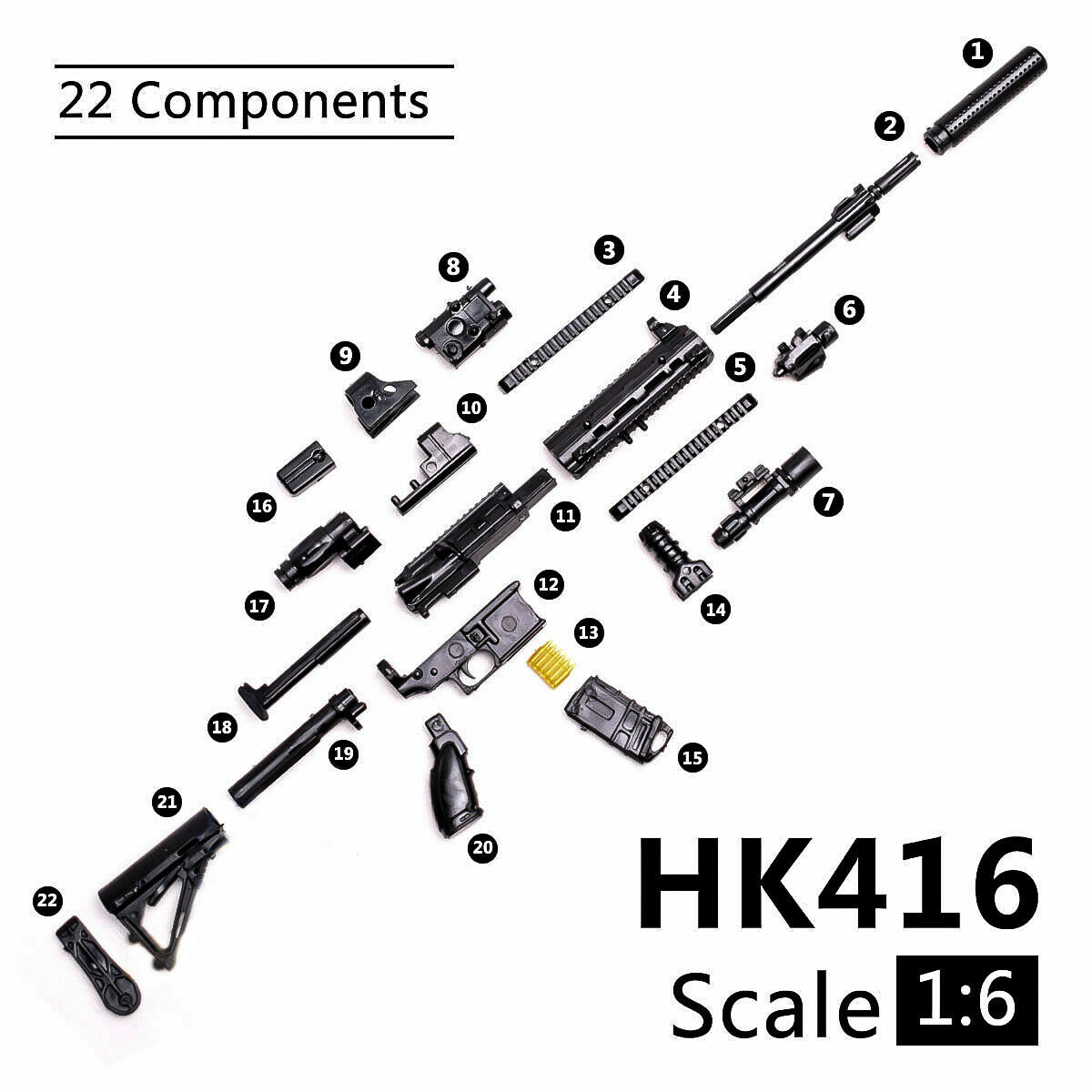 1/6 HK416 M416 Weapon For 12&Prime; Action Figure Assault Rifle PUBG Guns Model