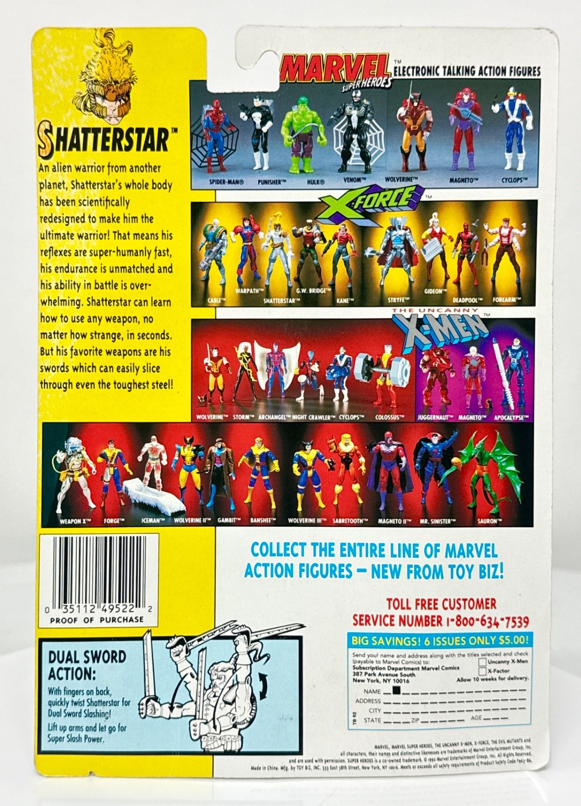 SHATTERSTAR – 1st Edition – X-Force – X-Men – 90s 1990s Marvel – ToyBiz – 1992