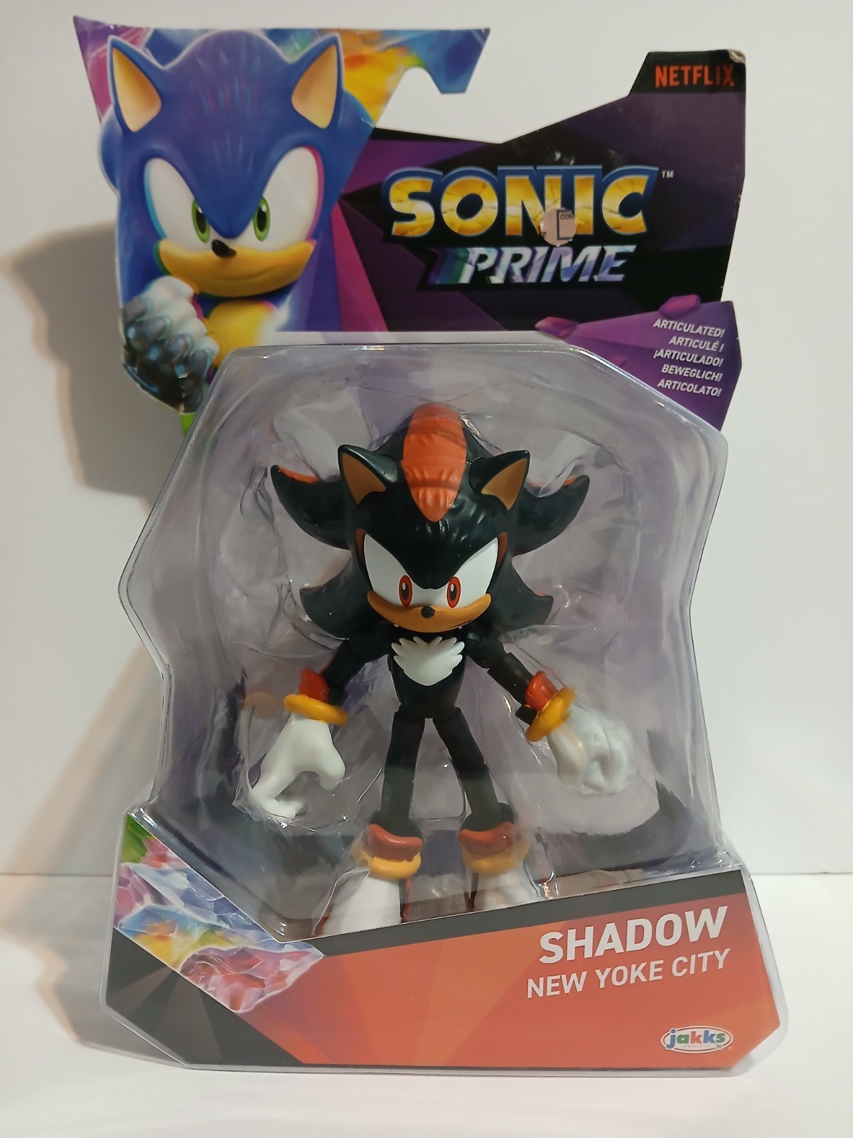 Sonic Prime Shadow The Hedgehog (New Yoke City) 5&Prime; action figure JAKKS 2024 NEW