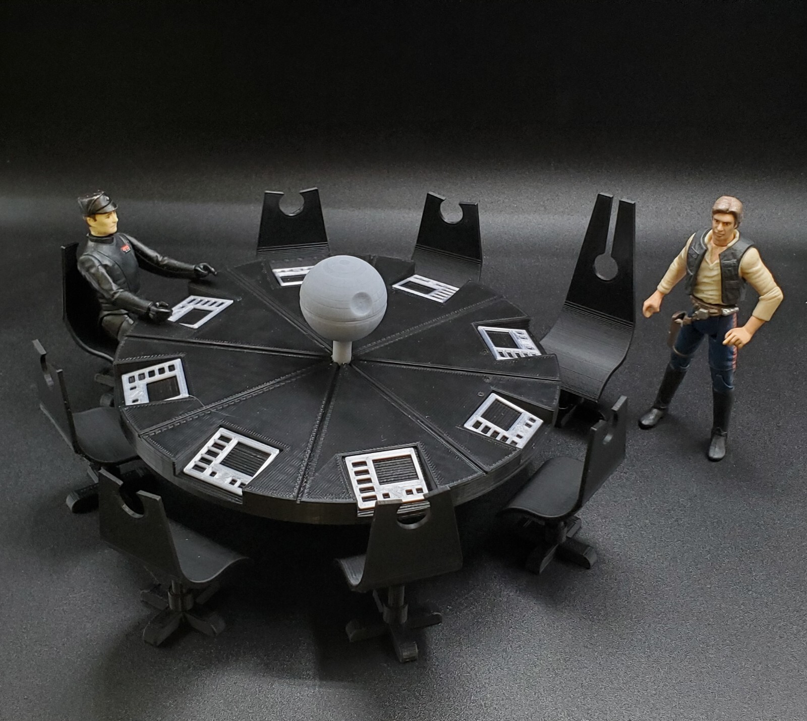 CUSTOM DEATH STAR TABLE + 8 CHAIRS for 3.75&Prime; FIGURE STAR WARS GI JOE DIORAMA