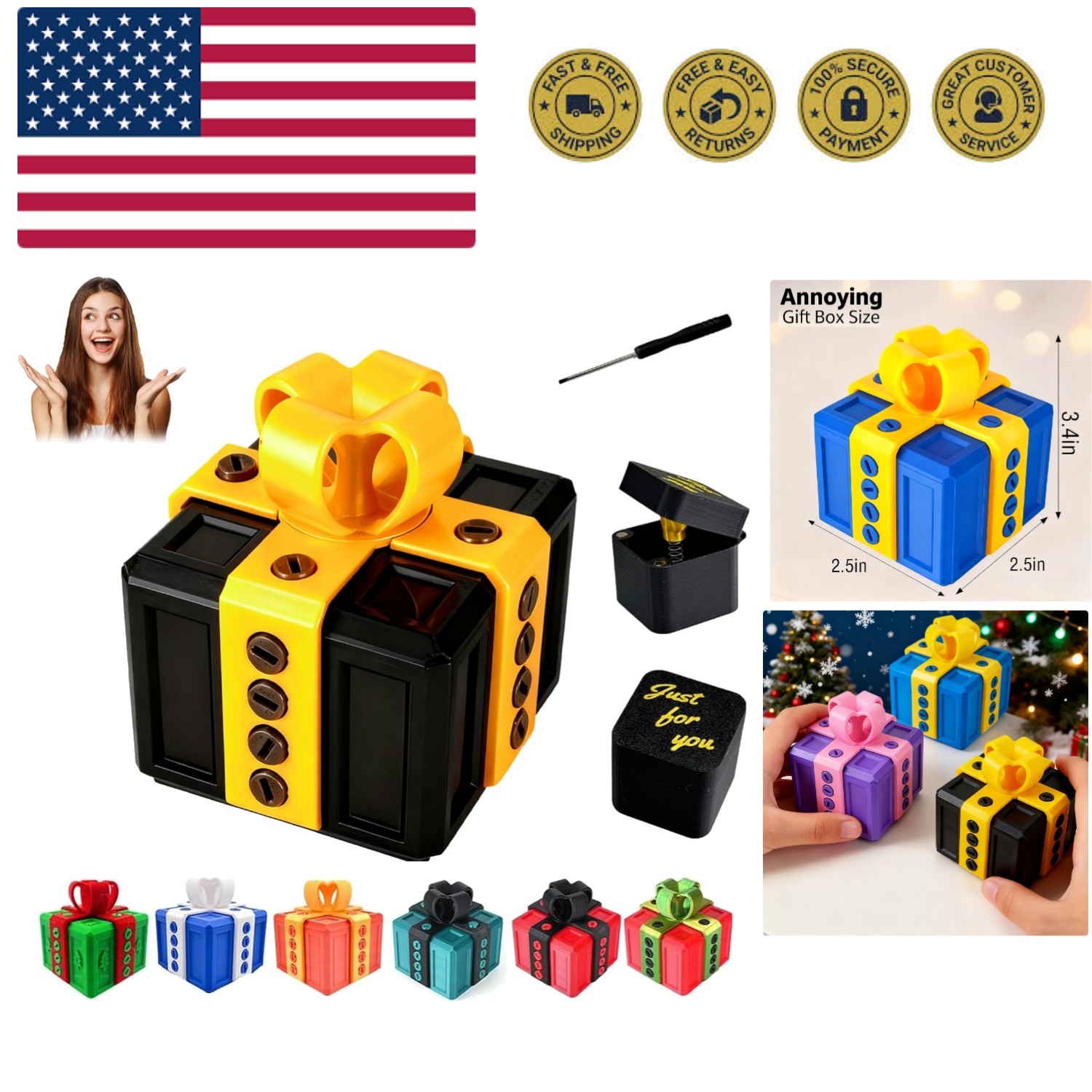 Gotcha Box The Annoying Present,Annoying Gift Box with 3D Printed Screws & Po…