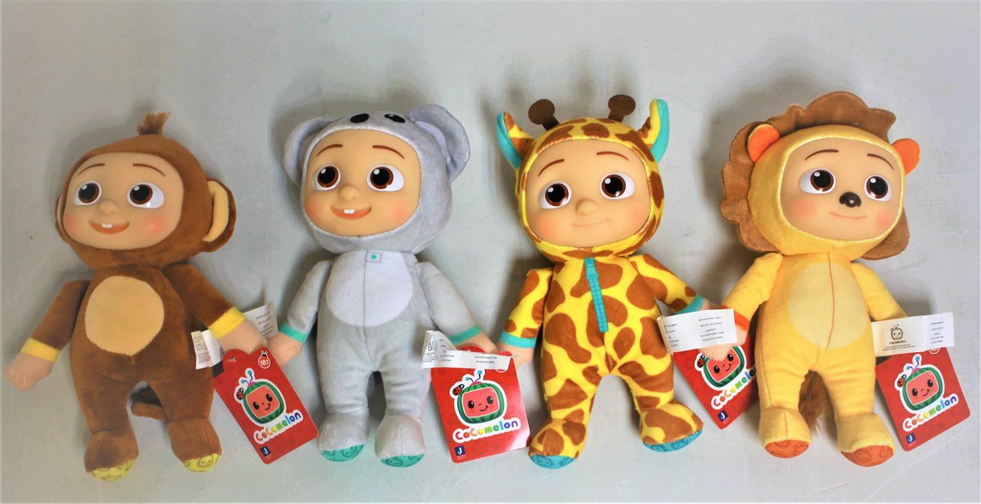 4 Doll Set New Cocomelon JJ Little Plush Animal Toy Lion Giraffe Koala Monkey