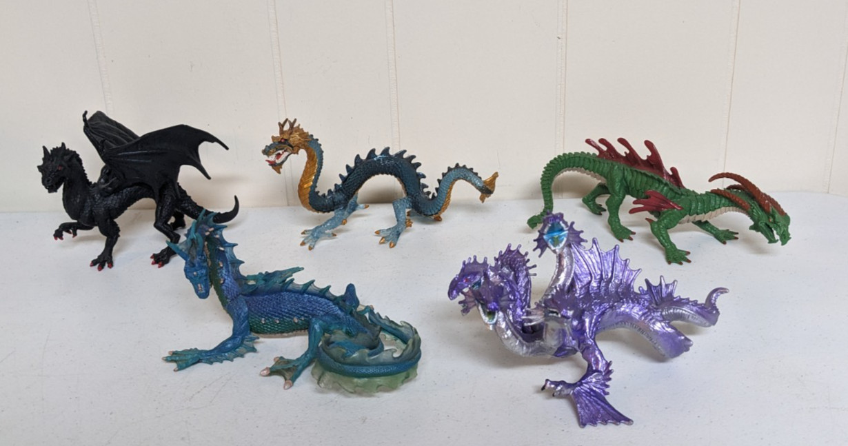Lot of 5 Safari Ltd Dragon Figures Nicely Detailed All in Great Condition
