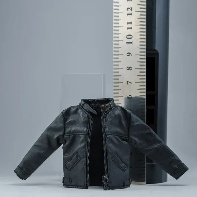 1/12 Male Soldier Handsome Standing Collar Locomotive PU Leather Jacket Coat