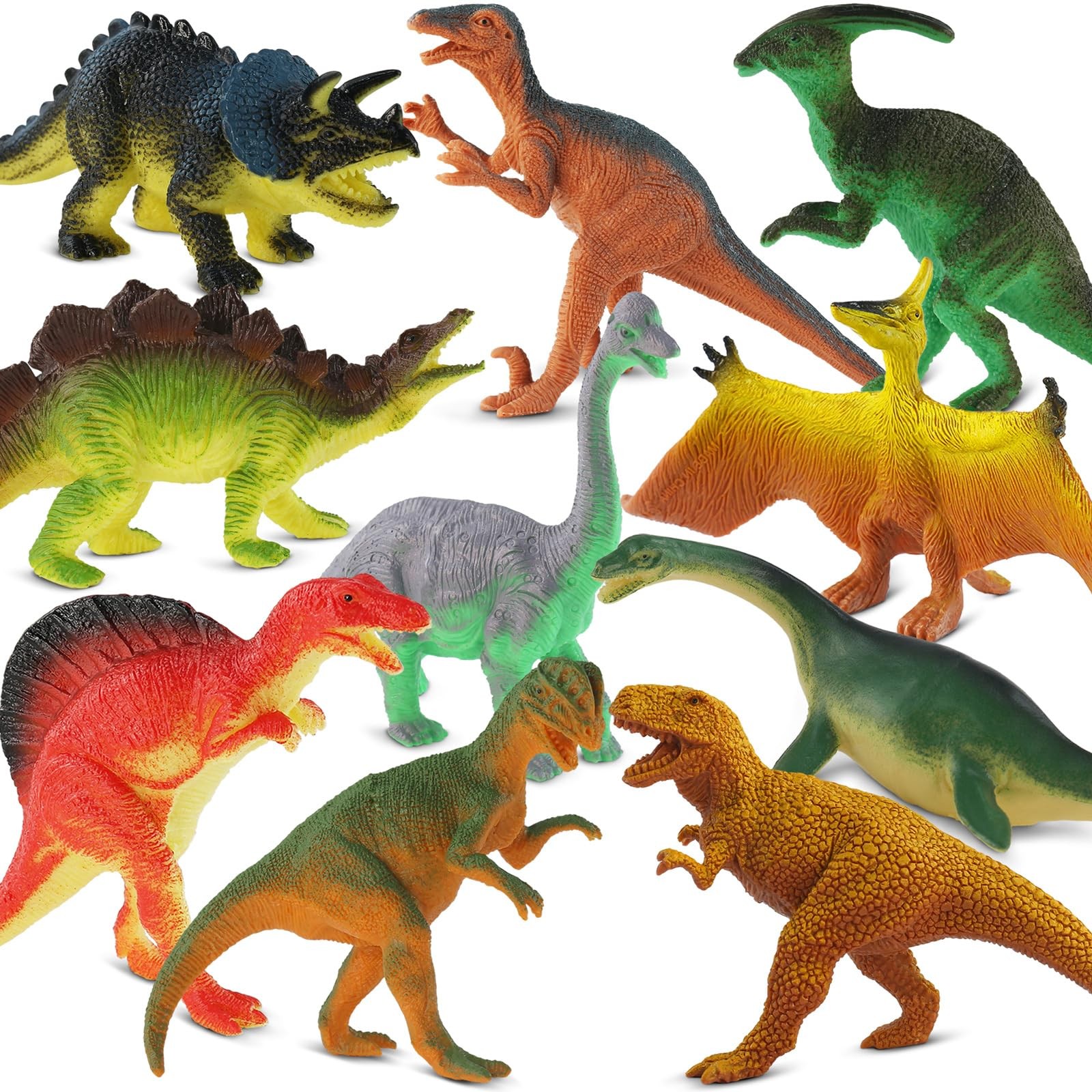 Dinosaur Toys 3-5 Years 10 PCS T-Rex Stegosaurus Spinosaurus Figure Set