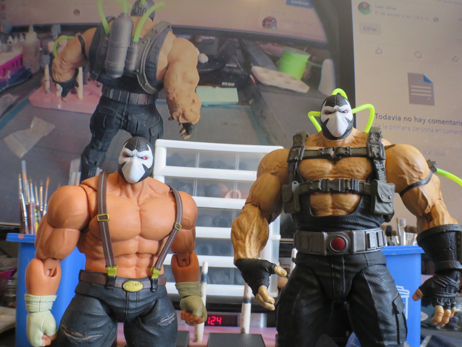 Custom 1/12 (damage and normal) 2 pack heads for DC Bane kit bash w/ McFarlane
