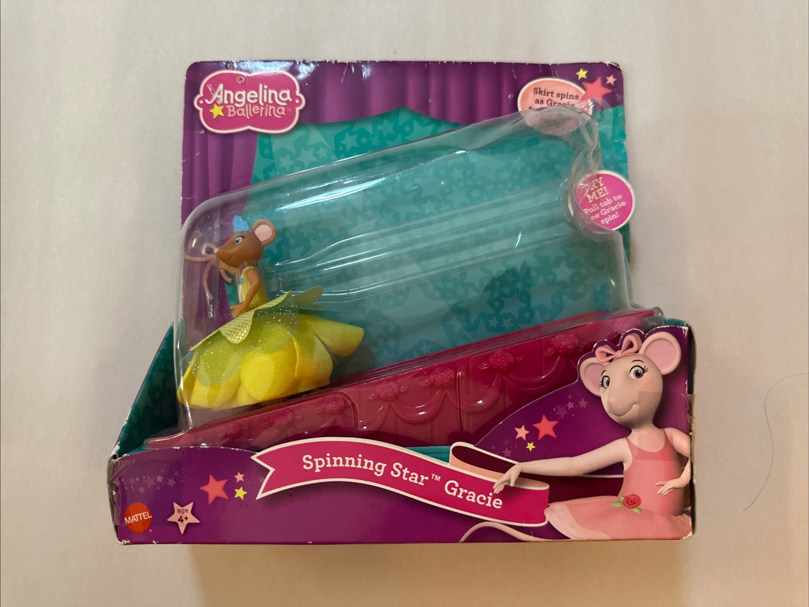 Angelina Ballerina Mattel 2010 Spinning Star Gracie Figurine toy with ramp