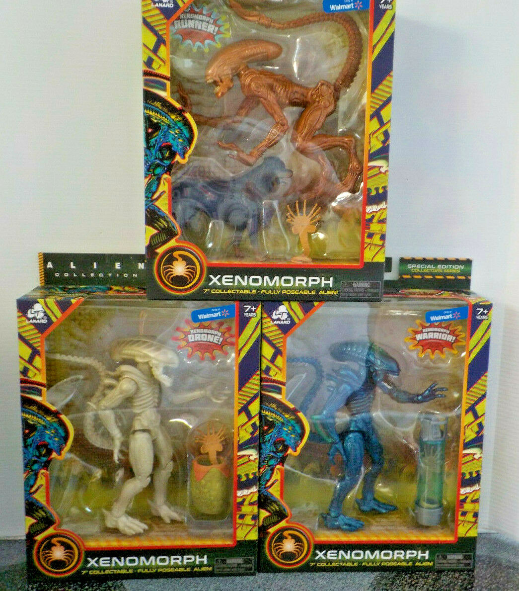 Lanard Alien Collection Set Of 3 Blue,White, & Brown Xenomorph Warrior 7” New
