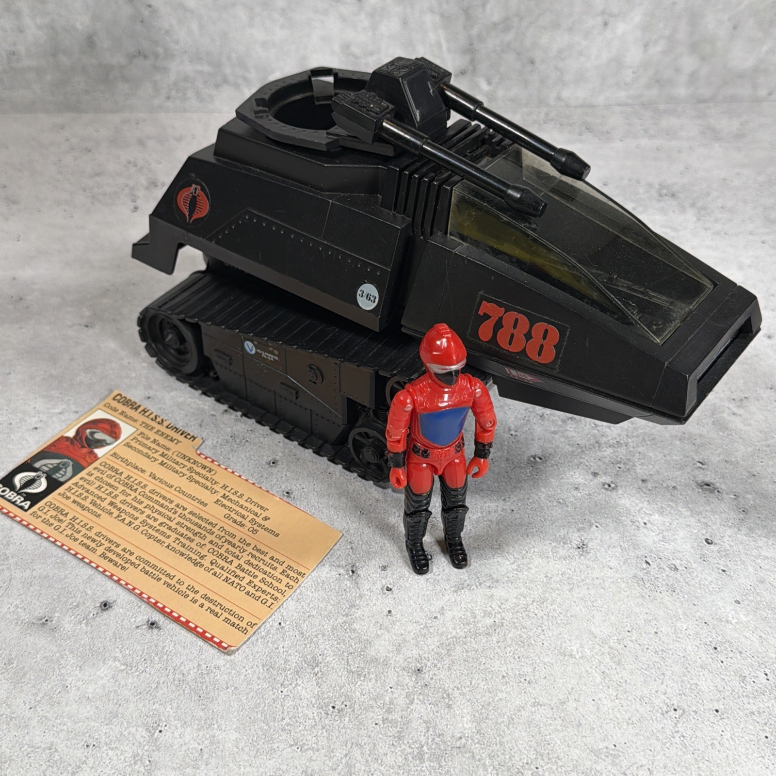 Vintage GI Joe Cobra HISS Tank 1983 Complete Vehicle w Driver & File Card ARAH