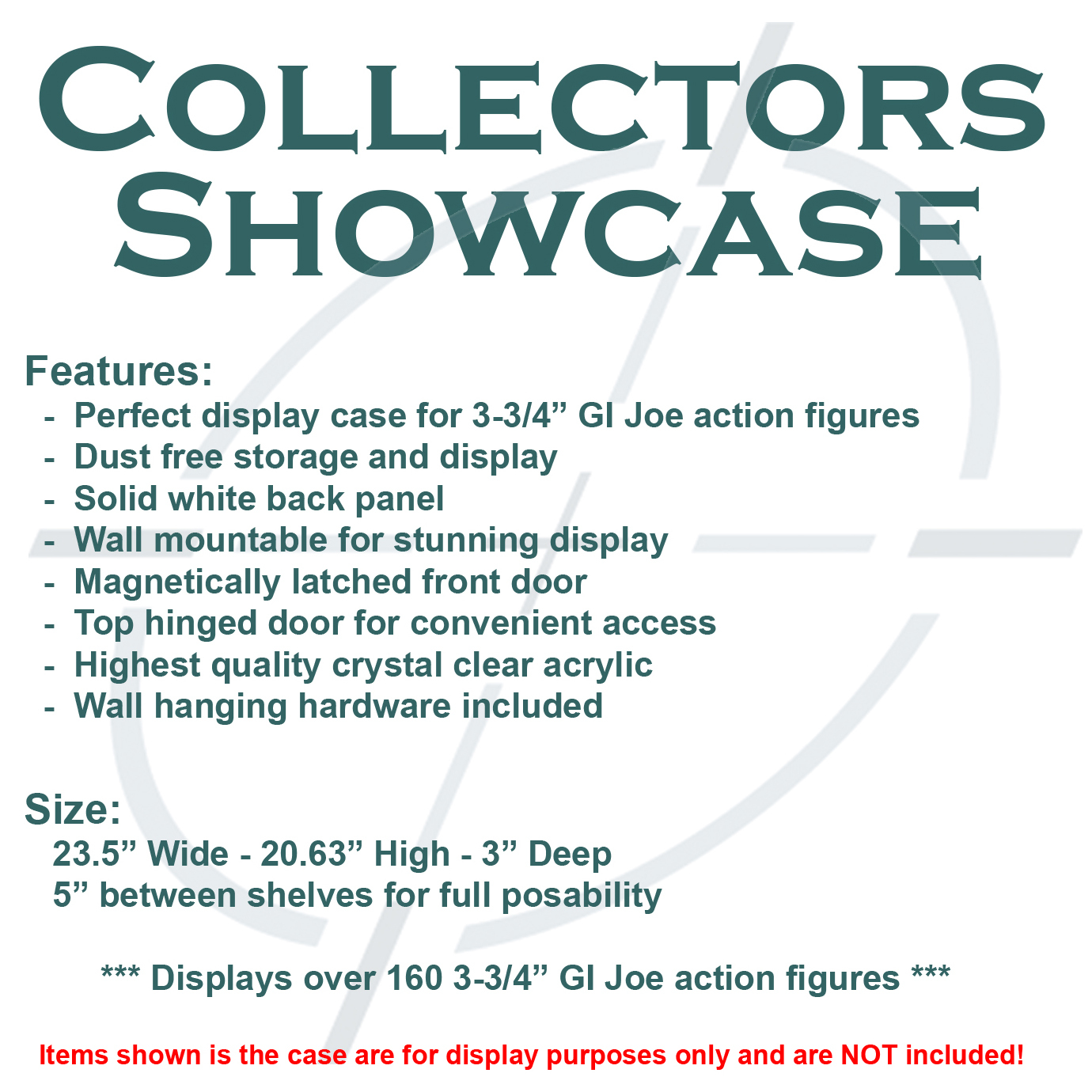 Collectors Showcase – Premium Display Case for 3-3/4&Prime; GI Joe Action Figures T3MS