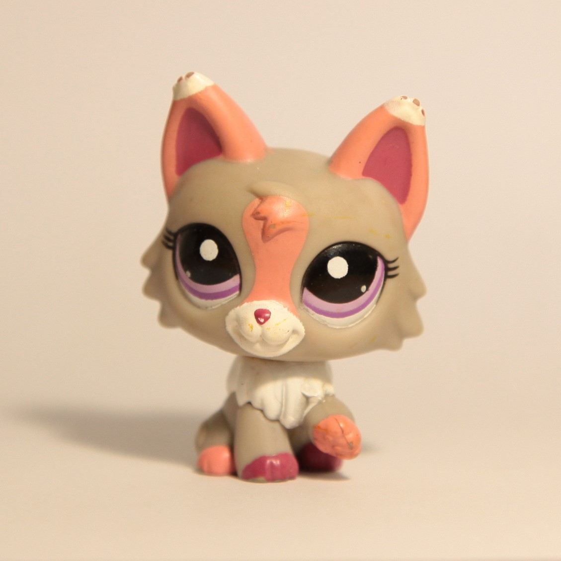 Littlest Pet Shop LPS Authentic Grey and Pink Wolf Cat #1921