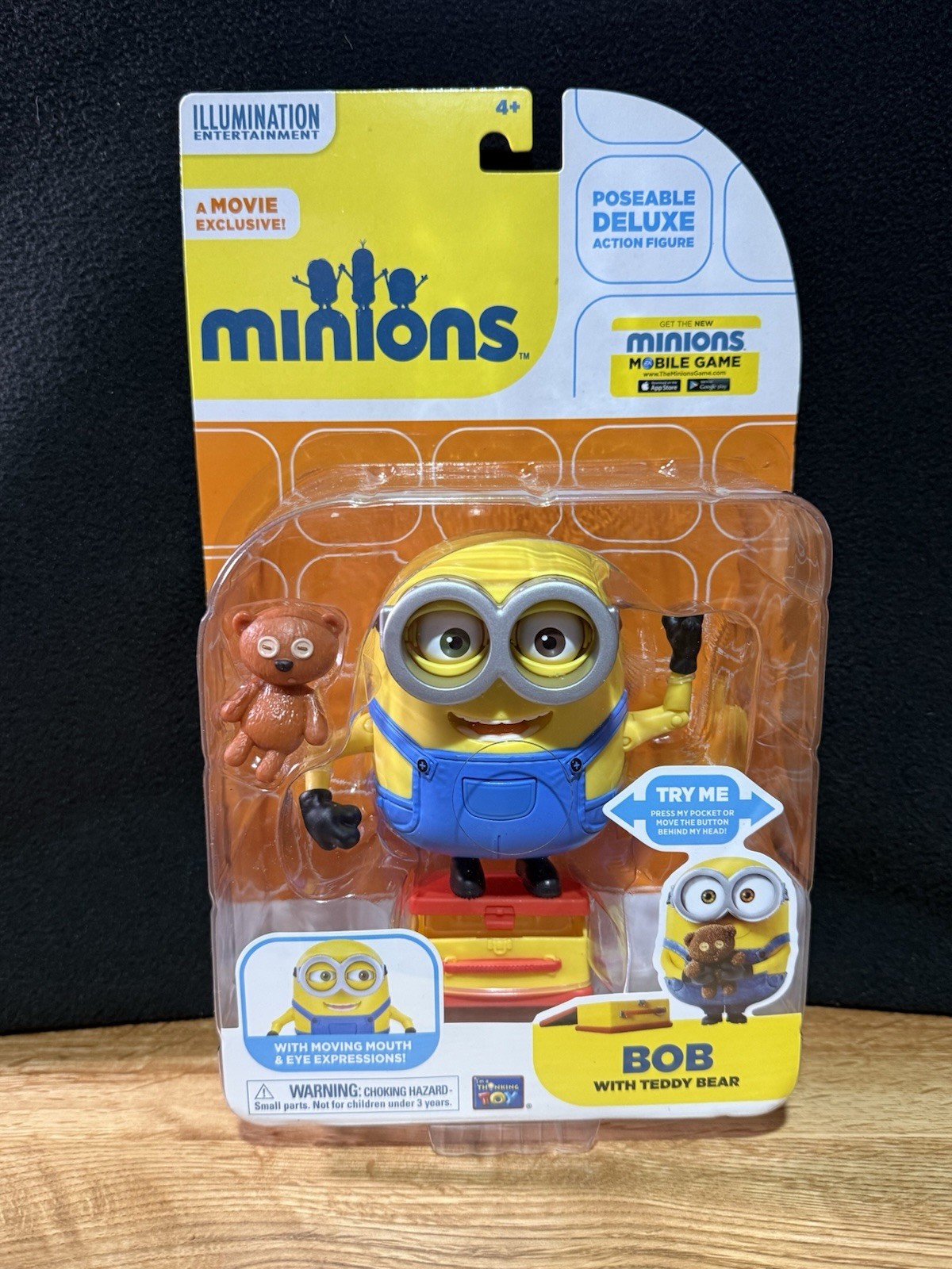 MINIONS BOB WITH TEDDY BEAR DELUXE POSEABLE ACTION FIGURE SEALED PACKAGE