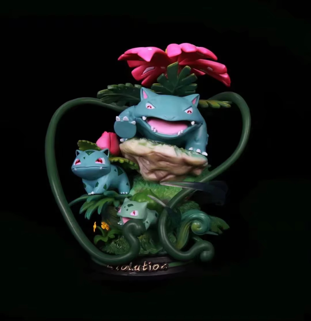 New Pokemon Evolution Luminous LED Venusaur Ivysaur Bulbasaur Resin Statue