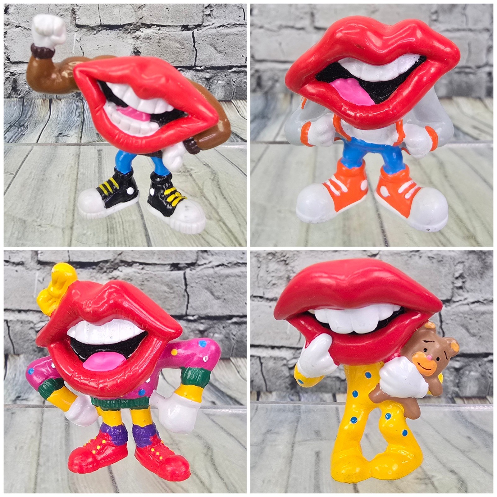 VTG Applause Tang Lips PVC Figures Set of 4 Retro Novelty Pop Art General Foods
