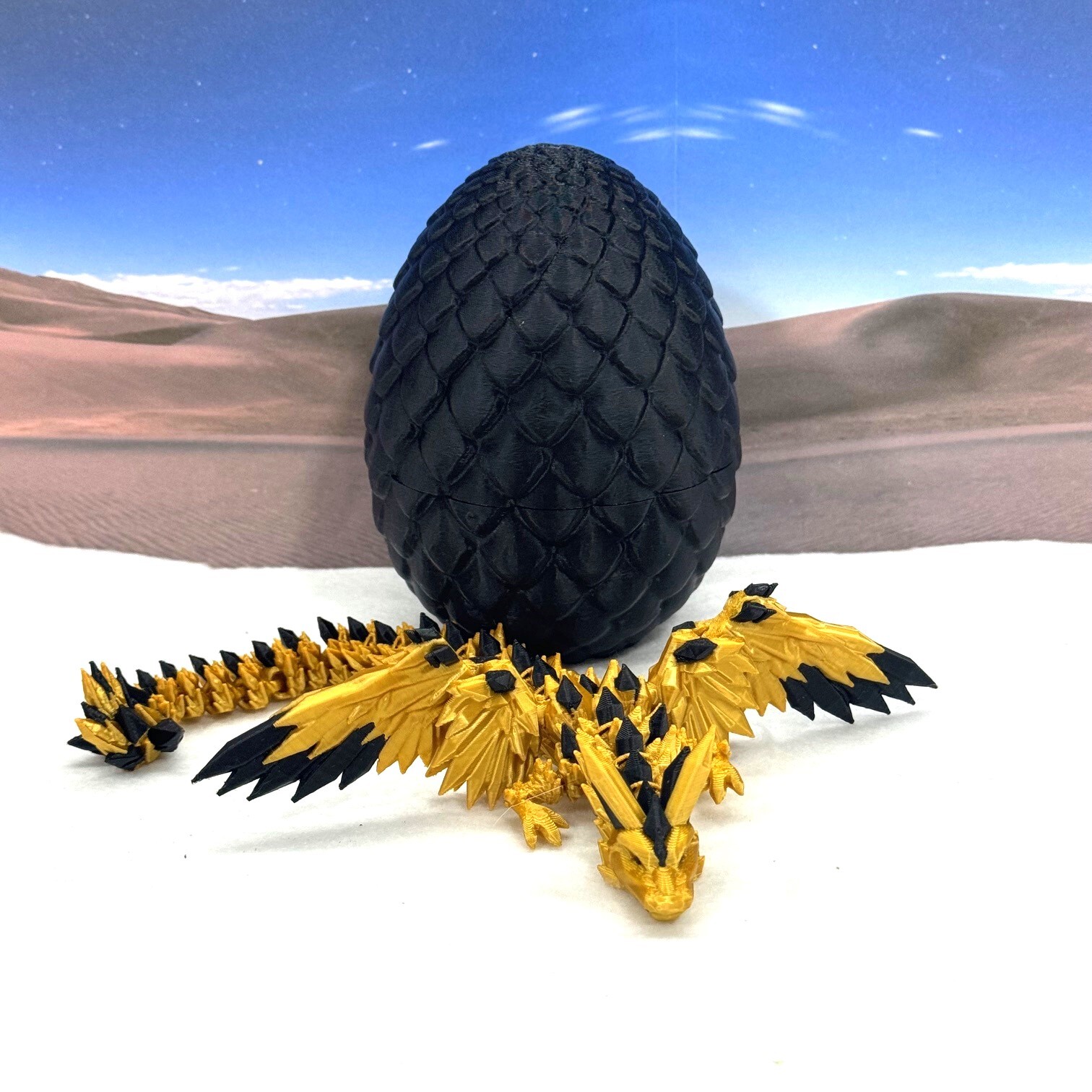 Crystal Winged Dragon with Egg 3D Printed Articulated Crystal Winged Dragon Toy