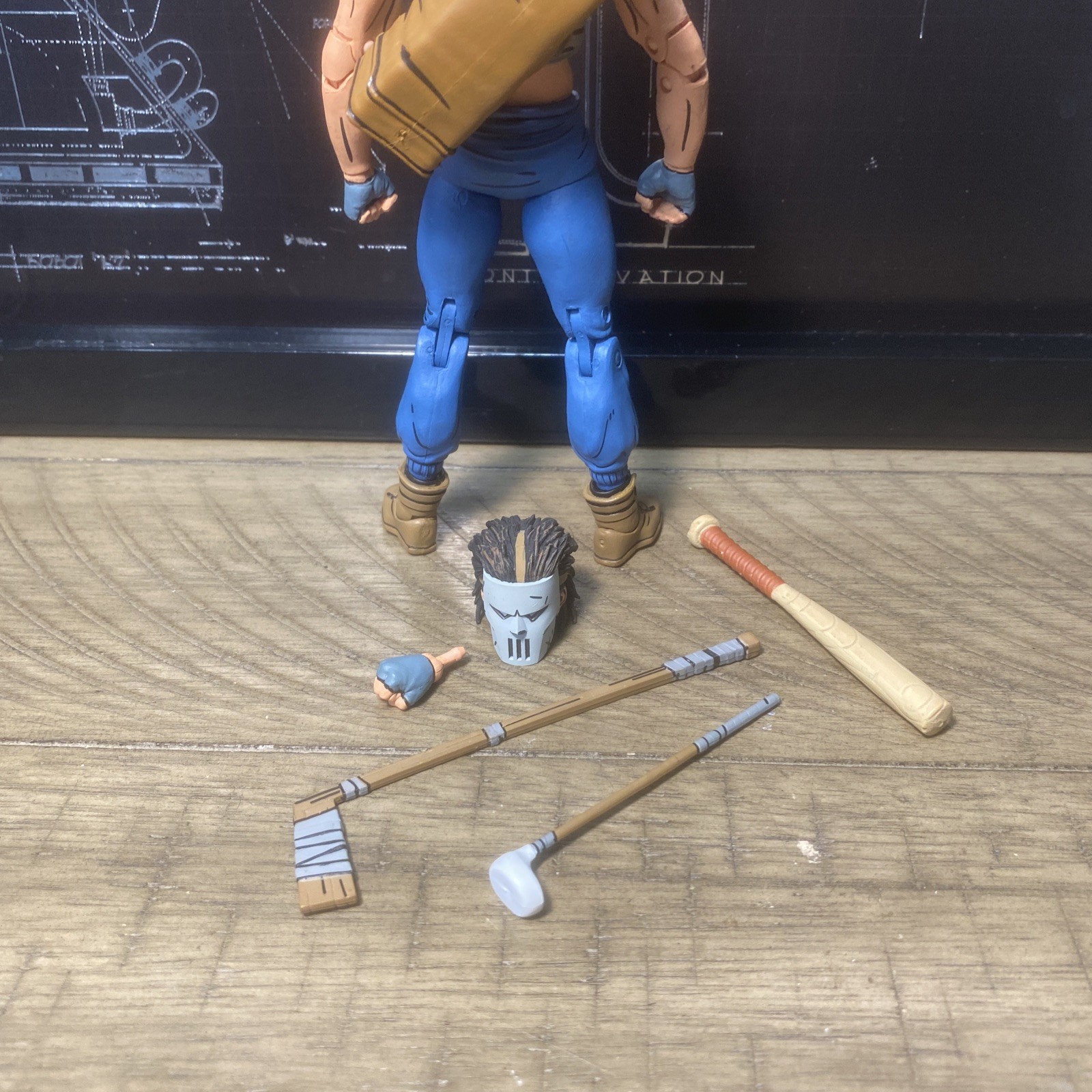 Neca MIRAGE CASEY JONES Gray w/ BODYCOUNT HEAD TEENAGE MUTANT NINJA TURTLES 7in.