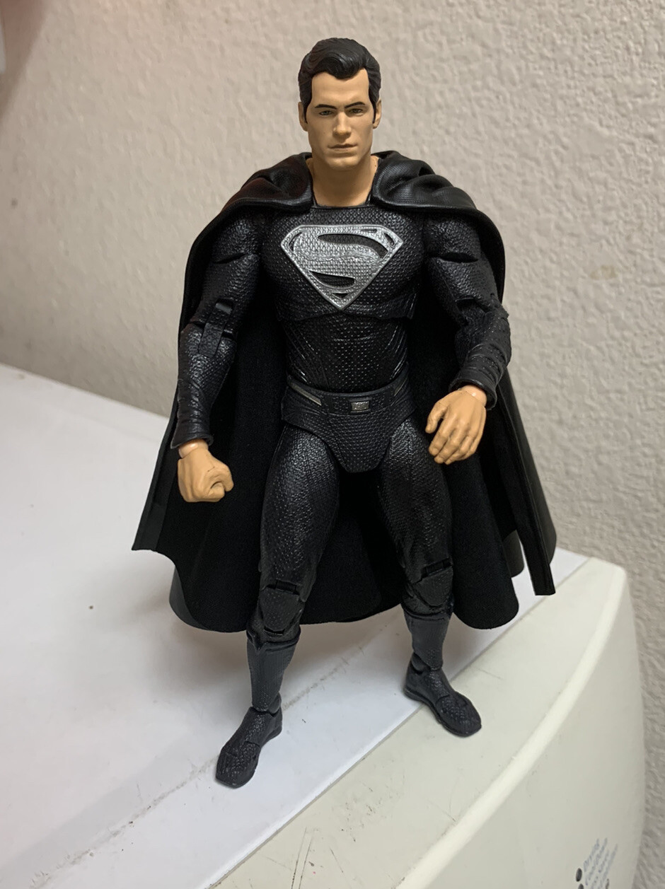 Custom Mcfarlane black wired leather superman cape 1/12 Dc Multiverse NOT FIGURE