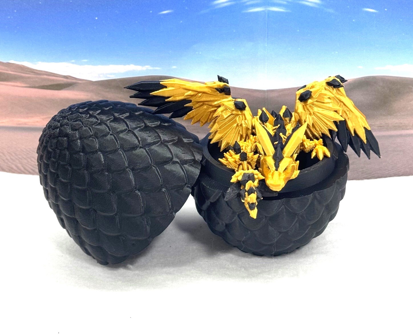 Crystal Winged Dragon with Egg 3D Printed Articulated Crystal Winged Dragon Toy