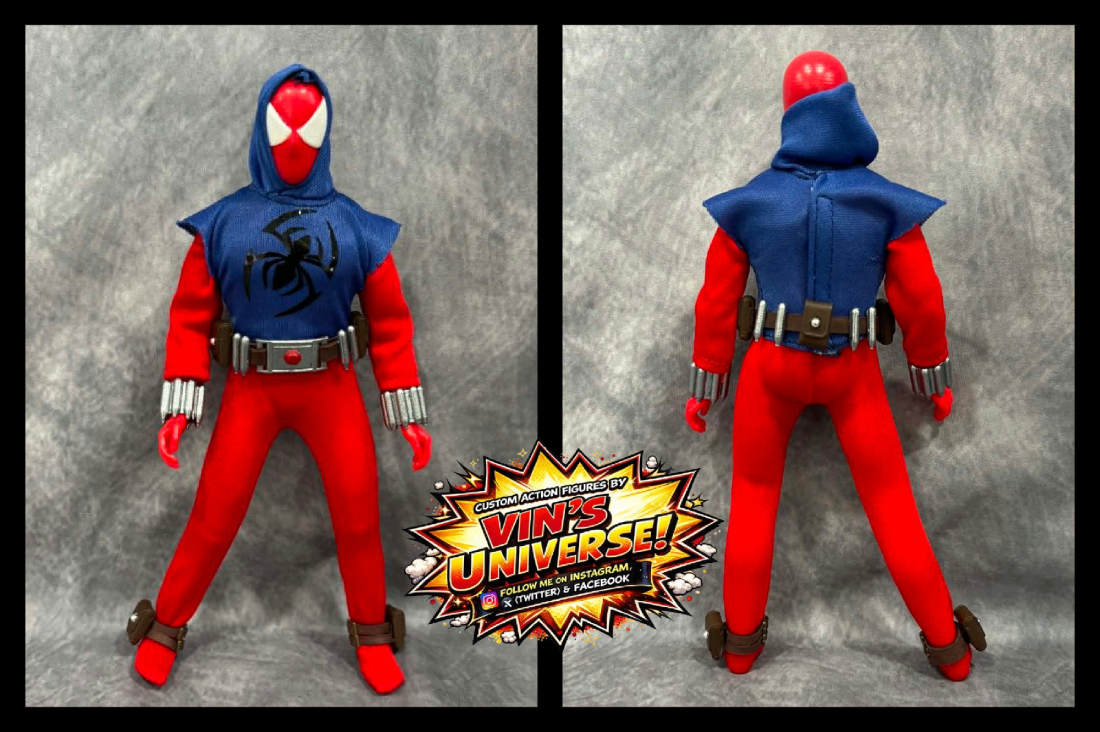 Custom 8&Prime; Mego Scale SpiderMan Peter Parker Ben Reilly Scarlet Spider-Man & Case