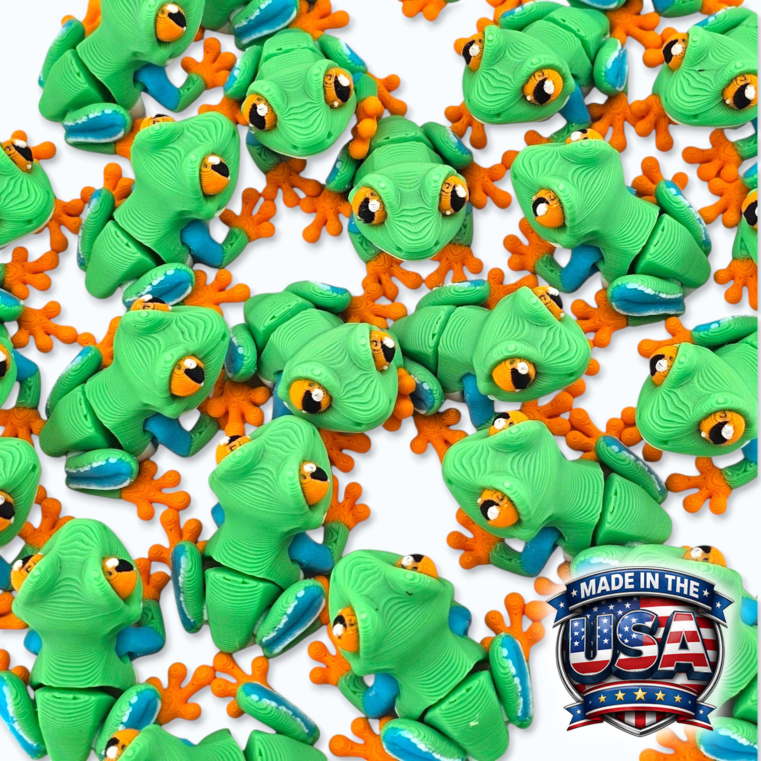 Lot 25 Articulated Frog Toy Mini 3D Printed Tree Frog Fidget Desk Pet – 1.25&Prime;