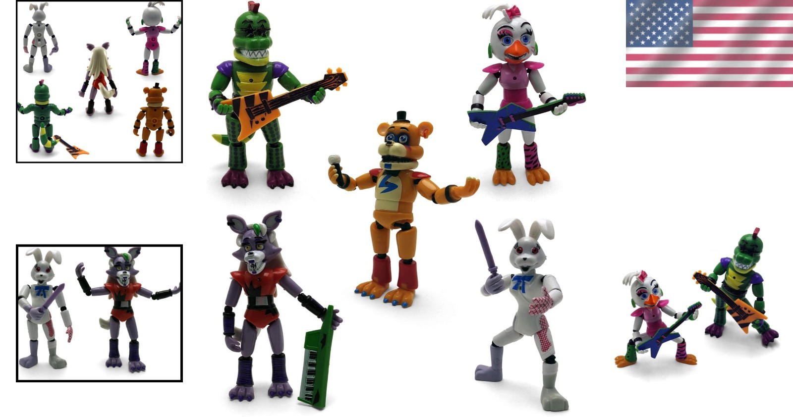FNAF Security Breach 5-Piece Action Figure Set – Roxanne, Glamrock Crew & Vanny