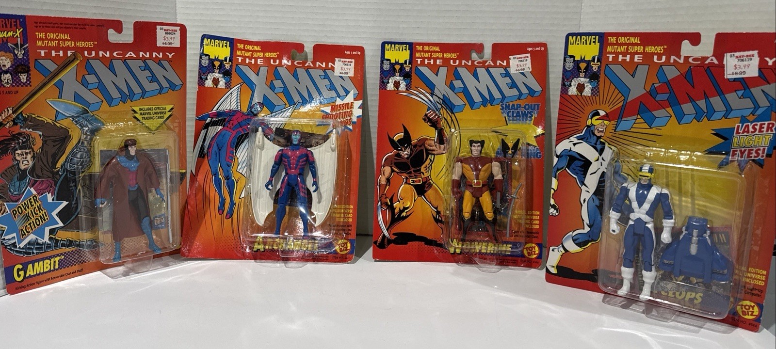 1993 The Uncanny X-men Figure Lot Of 4 Gambit, Archangel, Wolverine, Cyclops