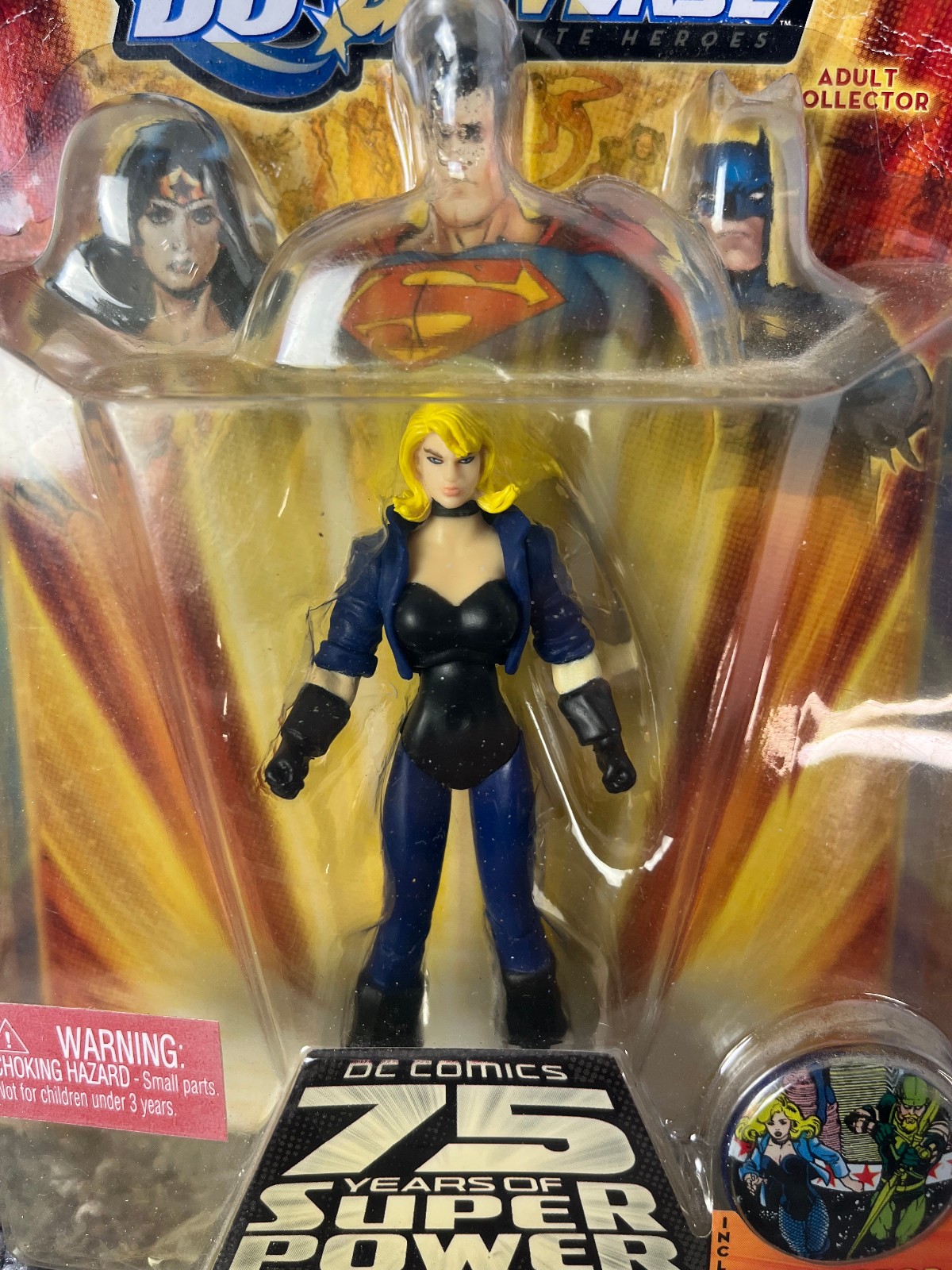 BLACK CANARY Dc Universe 75 Years of Super Power Sealed 3 3/4&Prime; Figure & Button