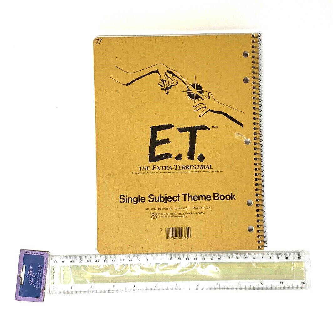 1982 E.T. The ET Extra-Terrestrial SpiralBound Notebook & 12&Prime; inch Ruler LOT VTG