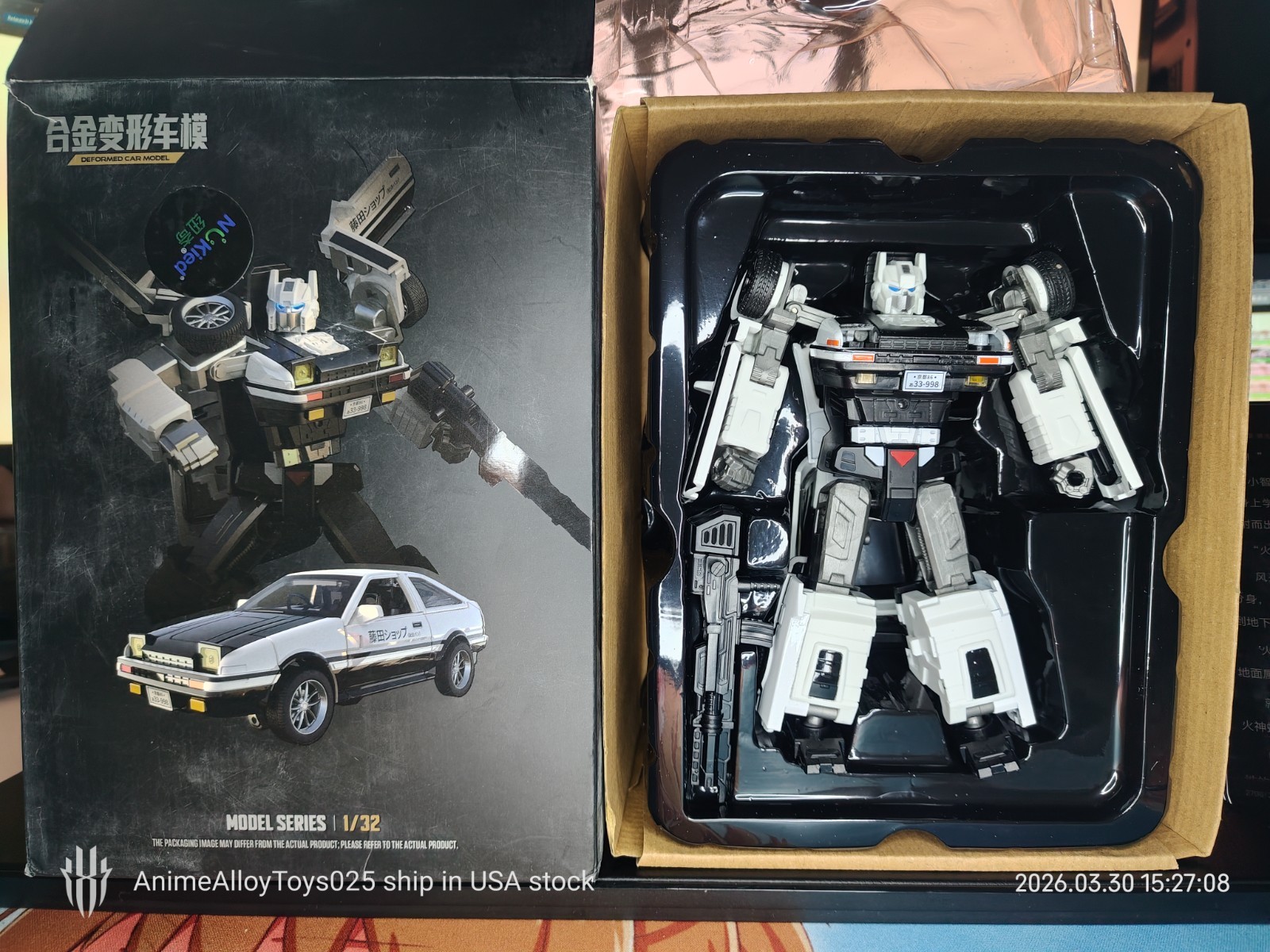 H20A 1/32 Scale AE86 Deformer alloy transforming robot car USAship