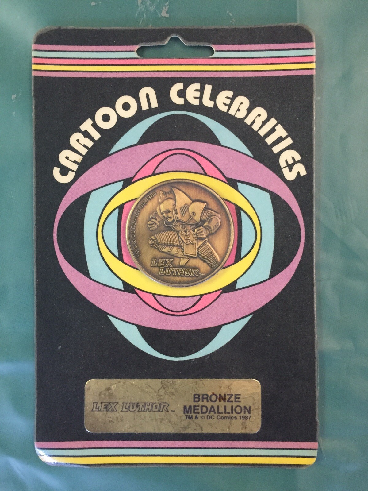 Lex Luthor Bronze Medallion Cartoon Celebrities Rare Vintage 1987
