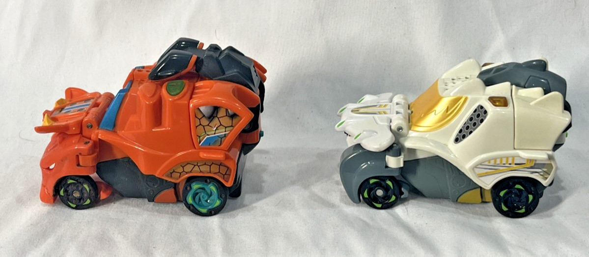 VTech Switch and Go Talking Dinos Turbo Lot of 2-Orange-White-Dart Triceratops