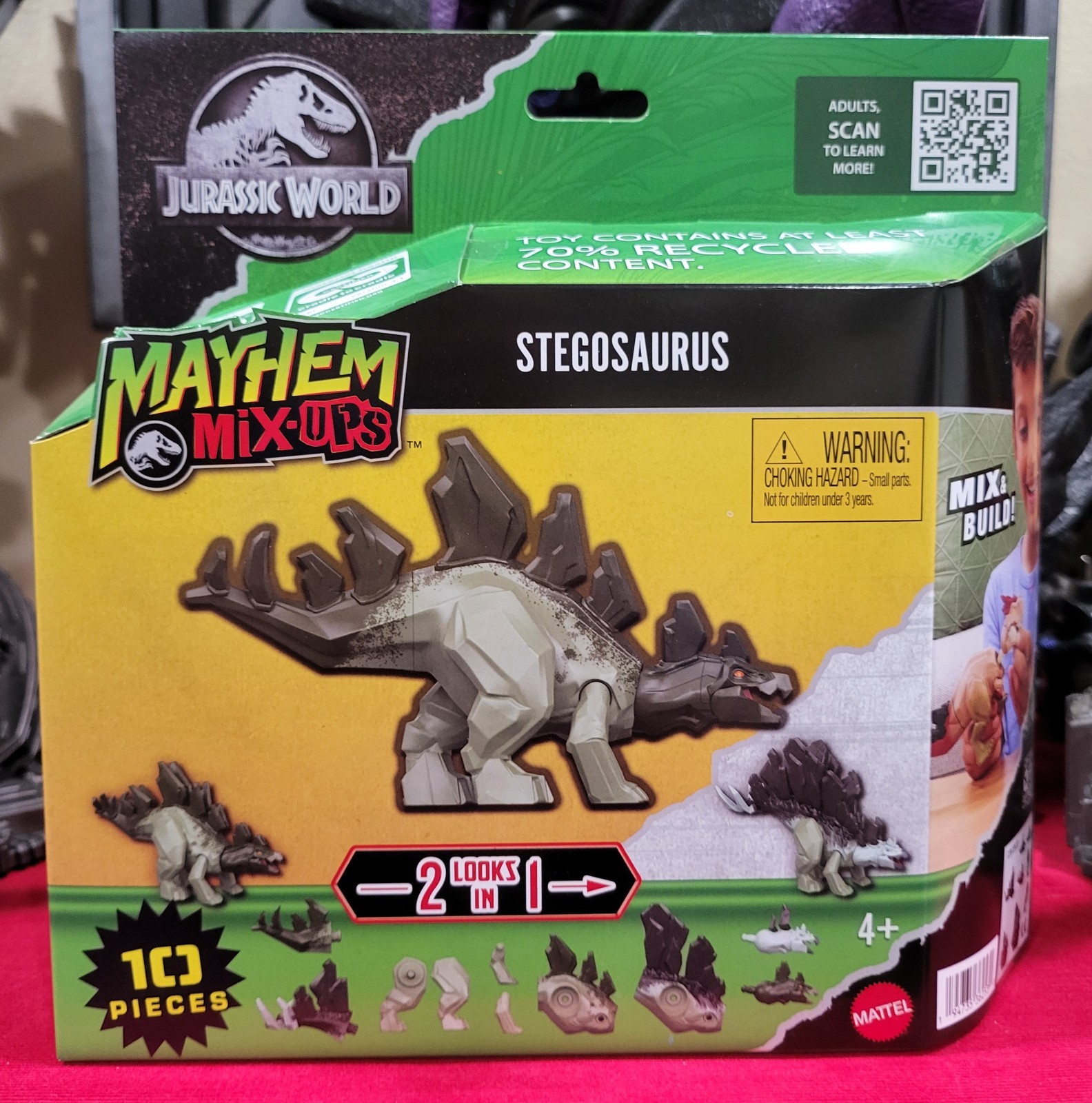 Jurassic World Mayhem Mix-Ups Stegosaurus 10+ Pieces Mix & Build Action Figure