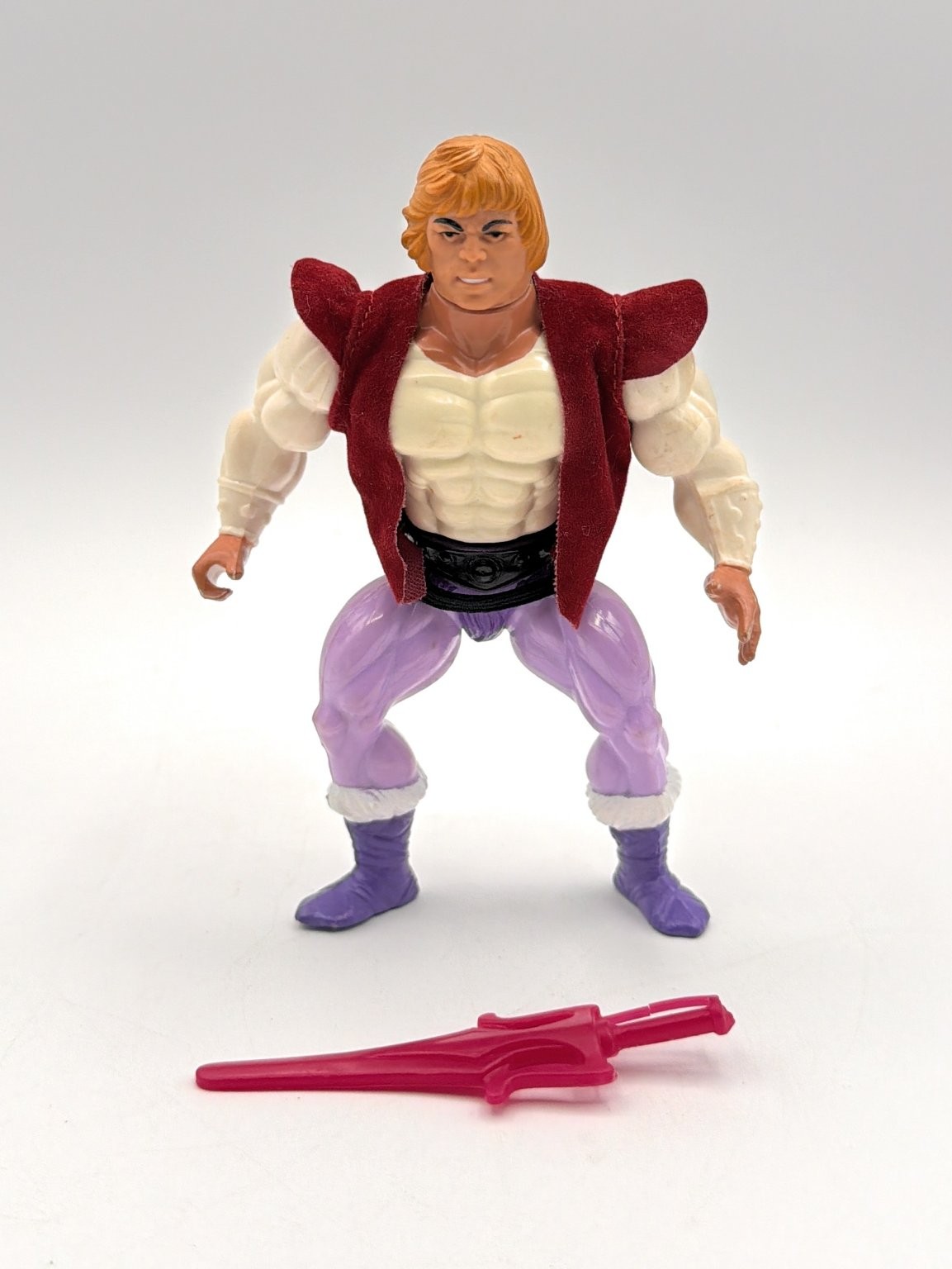 Mattel Prince Adam Masters Universe MOTU 5.5&Prime; Vintage Red Vest Pink Power Sword