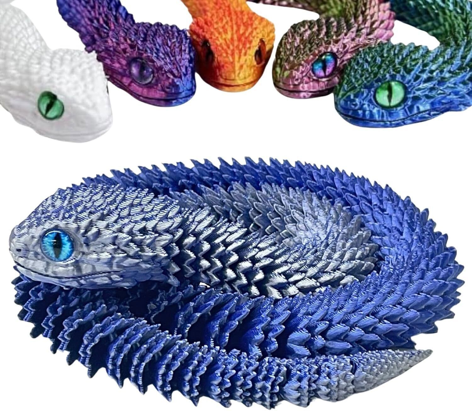 24&Prime; 3D Printed Animals Snake Viper Snake Flexible Snake Fidget Toys Desk Decor