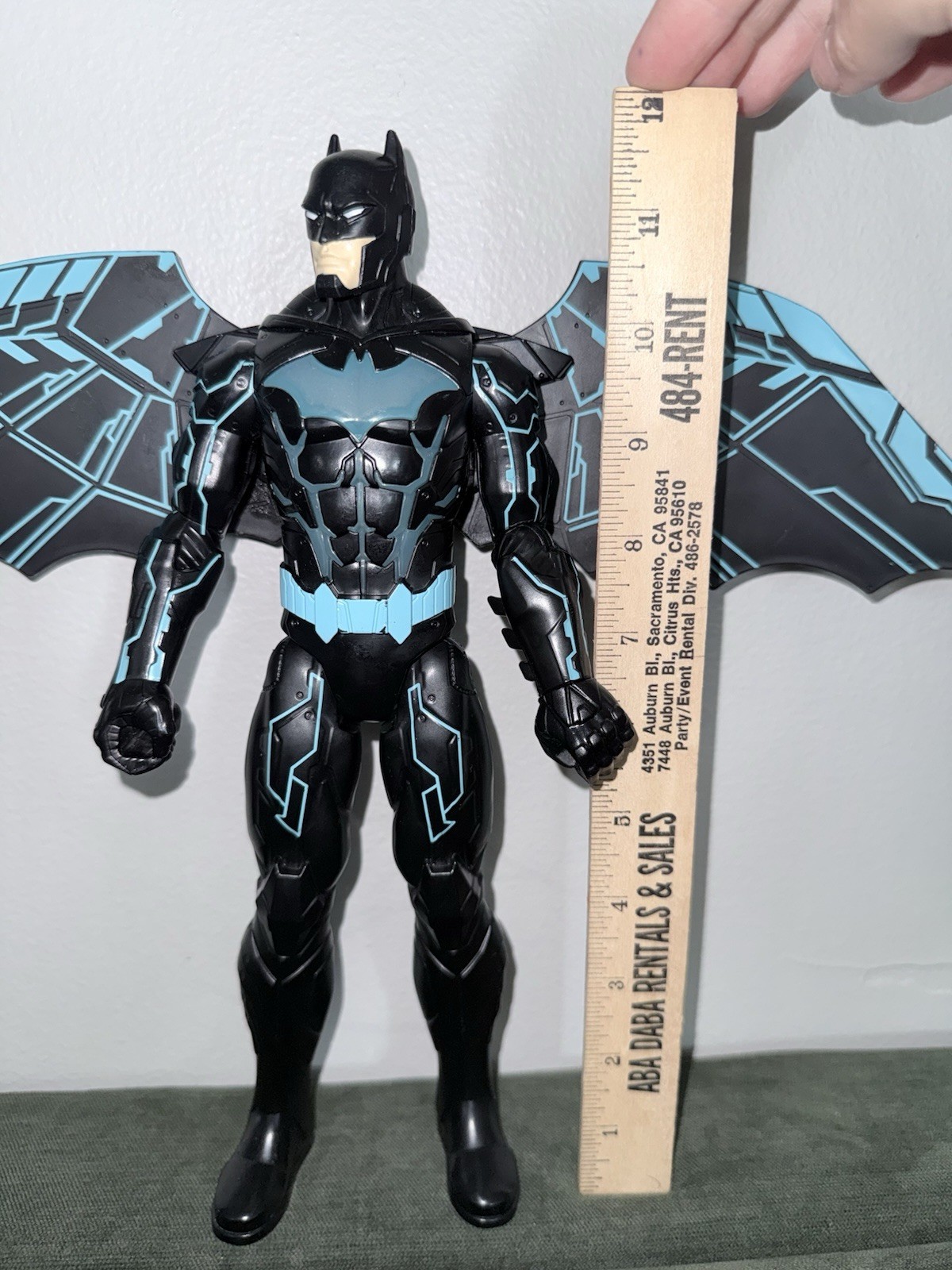 Batman Bat Tech 12&Prime; DC Adjustable Action Figure Expanding Wings Black Blue DCU