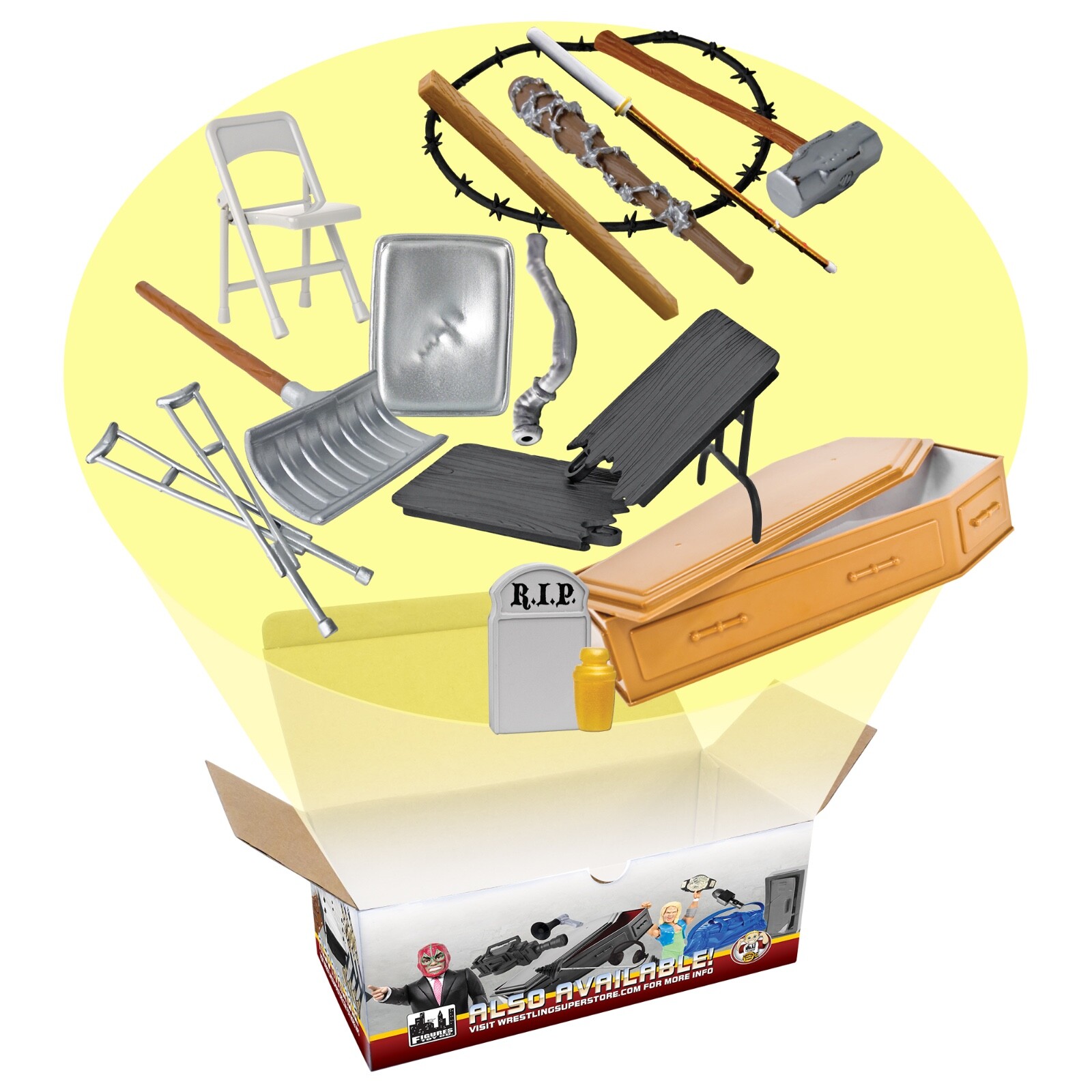 Hardcore Coffin 15 Piece Accessory Set For WWE & AEW Wrestling Action Figures