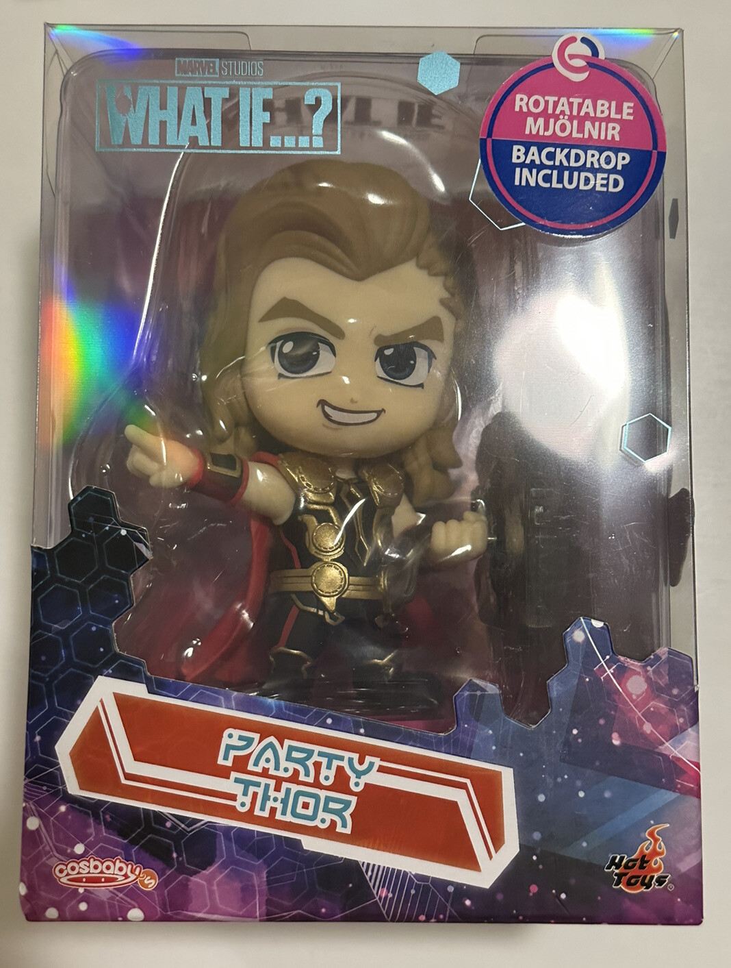 Hot Toys x Cosbaby Marvel What If…? Party Thor Bobble-Head W/ Backdrop (COSB886)